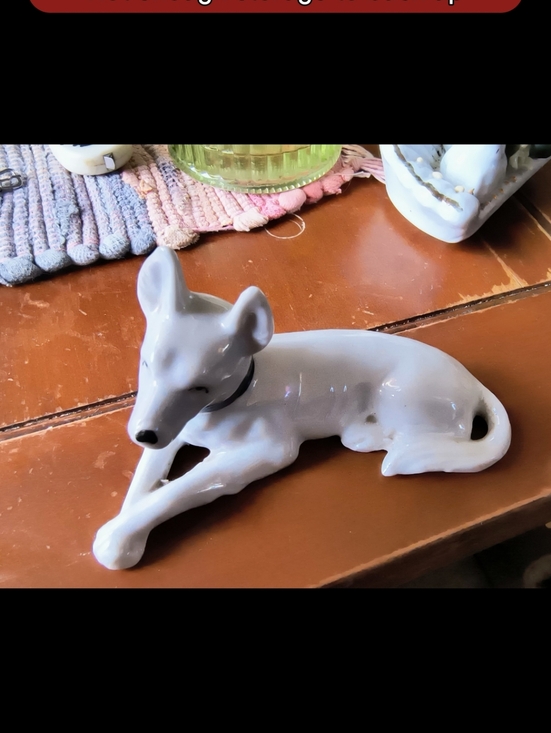 Other - Ceramic Grey Dog Figurine - Decorative Home Accent